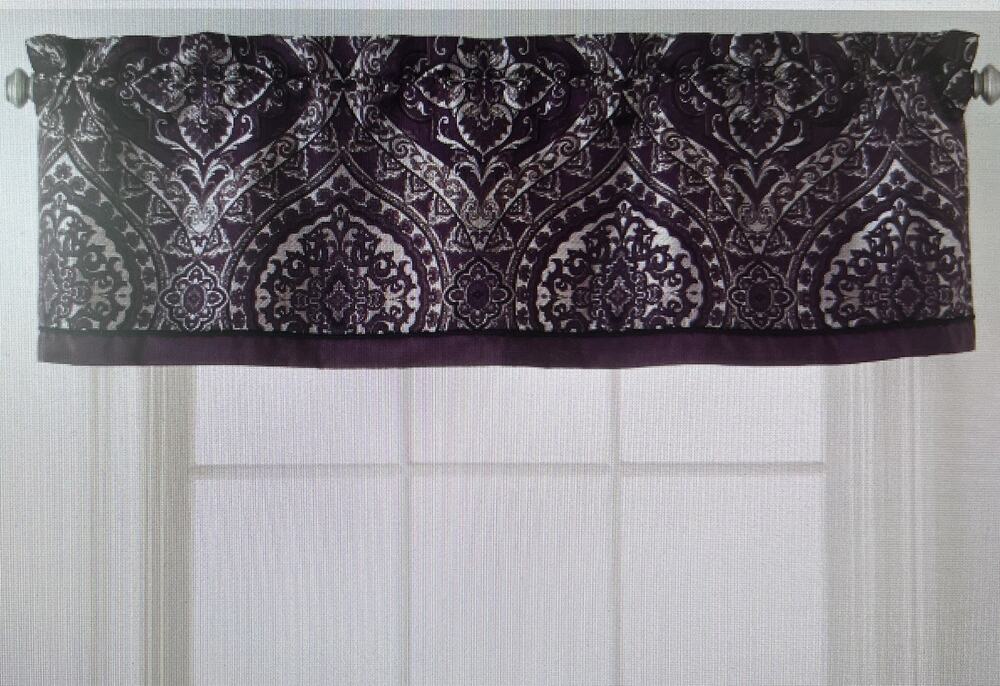 Home Expressions JCPenney Bristol Valance 54 X 17 Purple Silver (2) Boho Indie